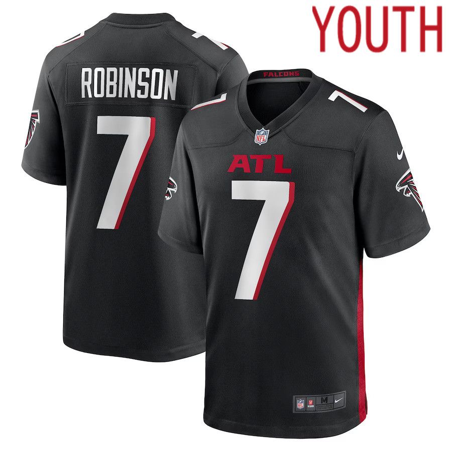 Youth Atlanta Falcons 7 Bijan Robinson Nike Black 2023 NFL Draft First Round Pick Game Jersey